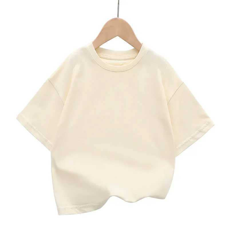 Summer Childrens Short sleeved T-shirt New Fashion Kids Shoulder Down T-shirt Top Cotton Trendy Student Tee 2-12 years oldT250320