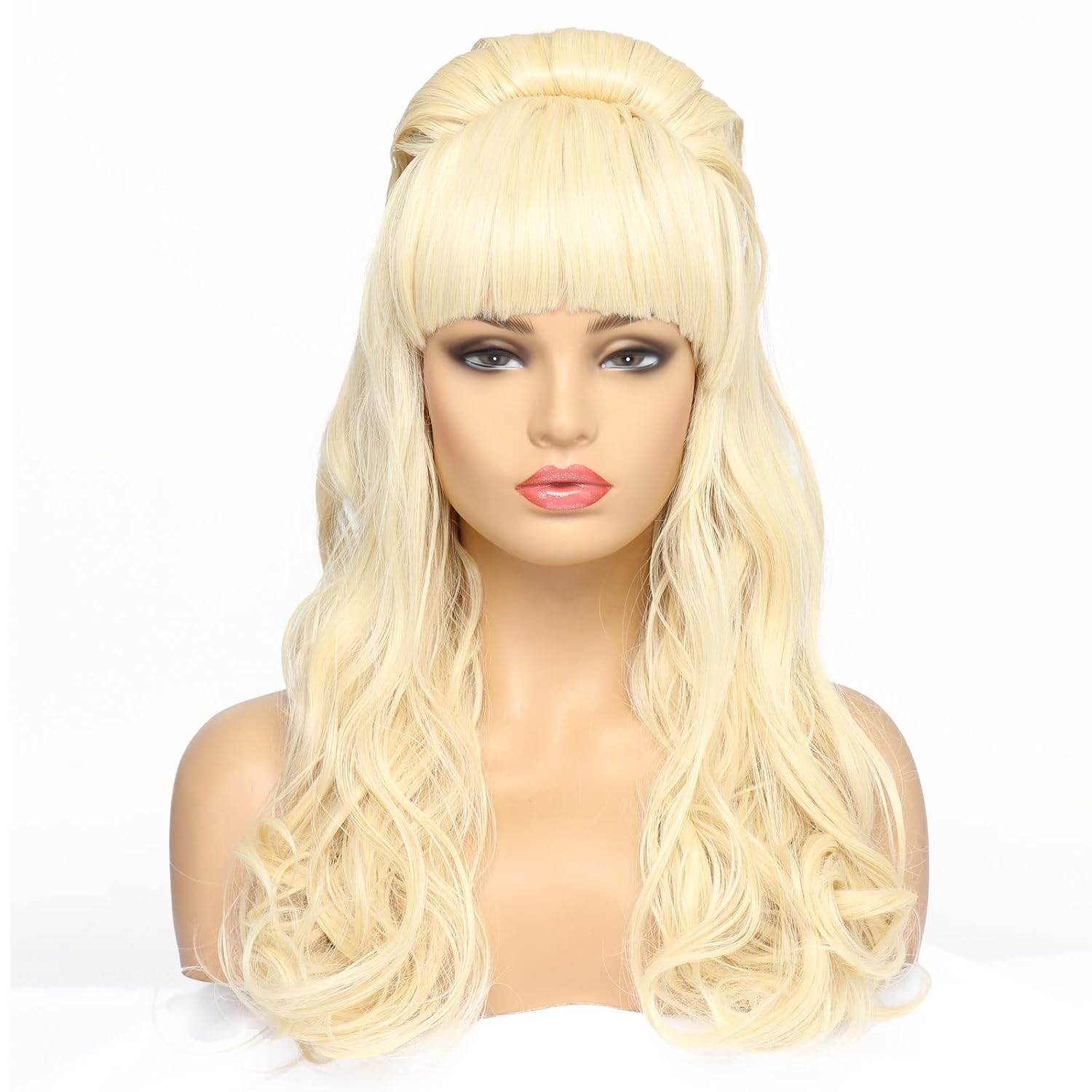 Long Wavy Blonde Wig Women's Big Costume Wig Bouffant Beehive Wigs Curly Hair Wigs for Women