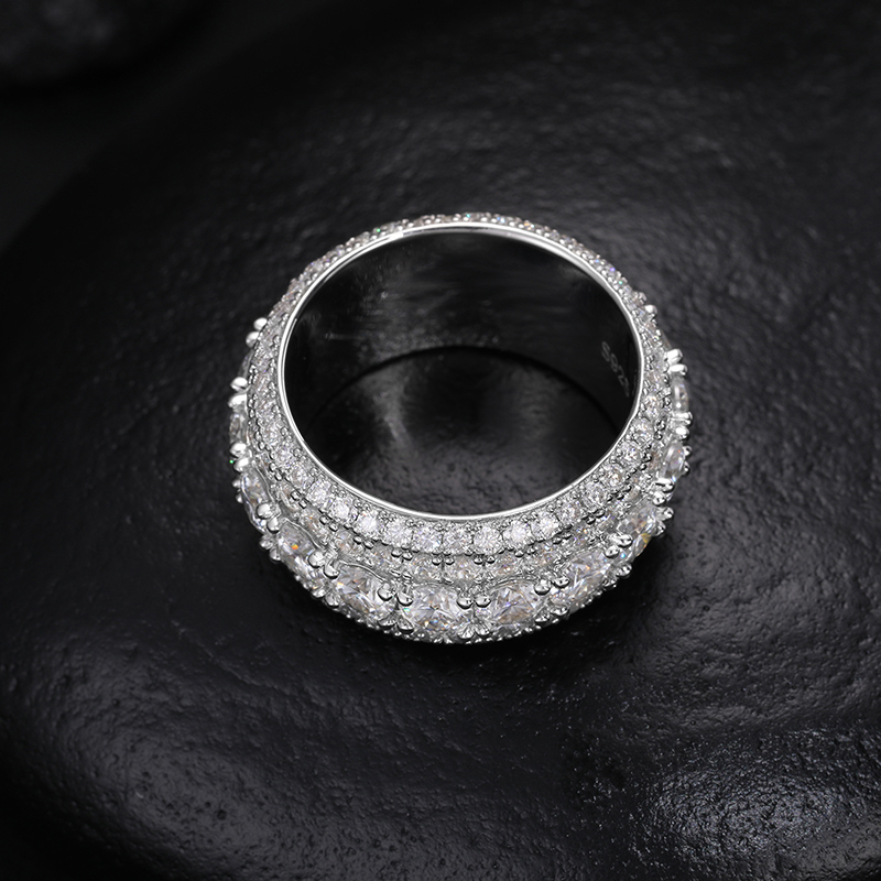 TUHE High Quality Unisex VVS1 Moissanite Rings Silver 925 Luxury Moissanite For Men Hip Hop Jewelry