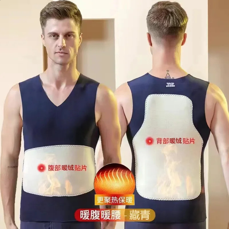 L5XL Mens Doublesided Patch Heating Padded Cold Vest Nonmarking Thermal Undershirt Bottoming Fall and Winter Male Tops 250319