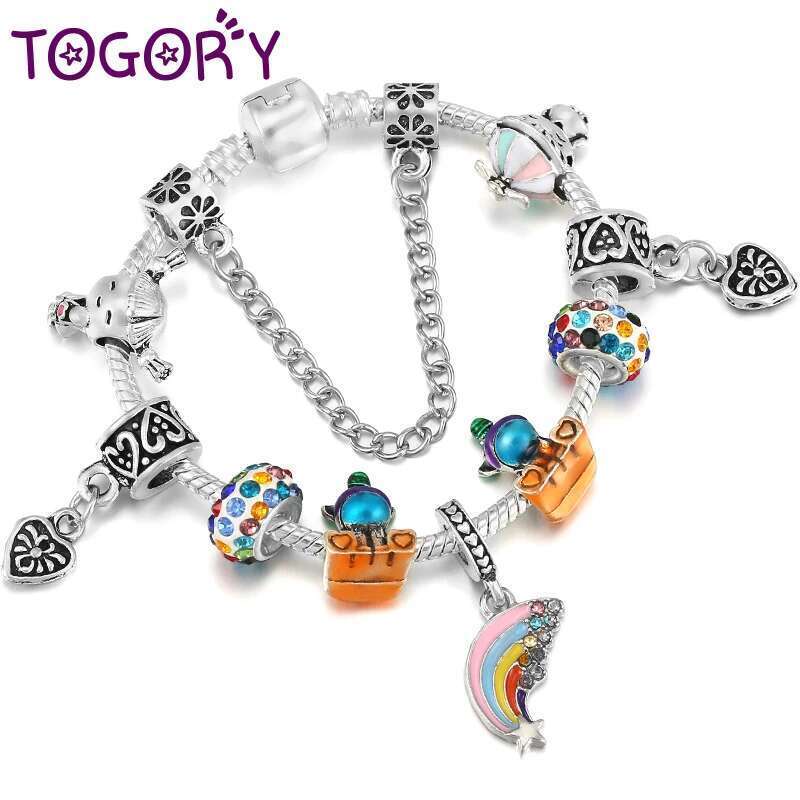 2021 Trendy Rainbow Pendant Charm Bracelet With Colorful Unicorn Beads Bracelets For Women Kids Jewelry Pulseras Special Offer