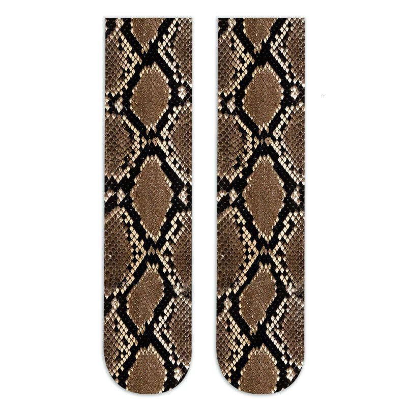 New Calf Printed Stockings, Mid Length Socks, Fashionable And Versatile Leopard Snake Print Socks