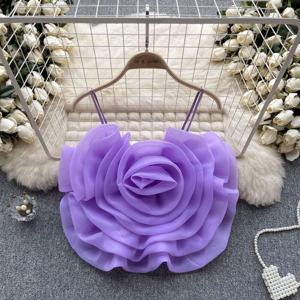 Graphic Tee Designer Clothing Women Womens Designer Clothing Vacation Style Organza Three-dimensional Flower Tank Summer New Stylish and Versatile Sho