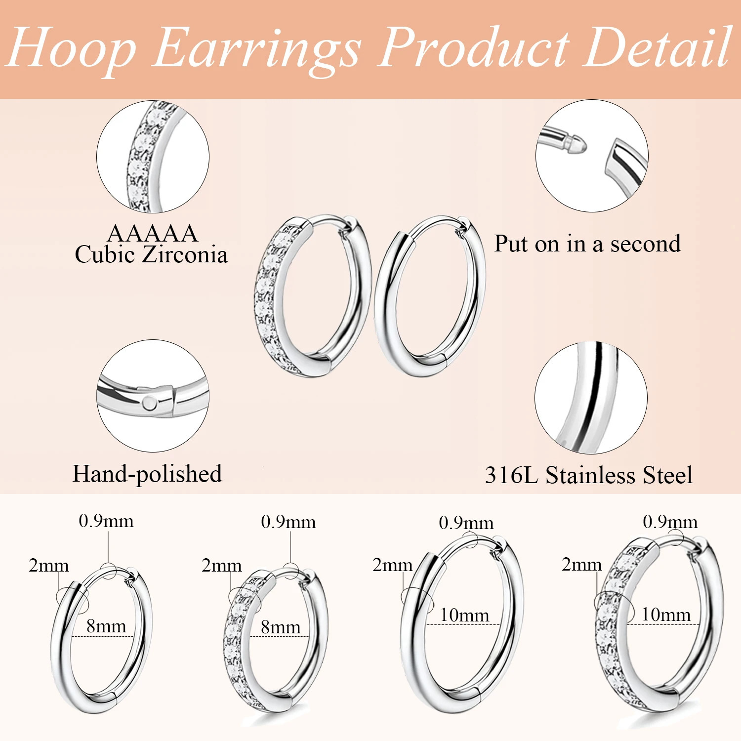 Hawson Womens Earrings Stainless Steel Cartilage Spiral Pierced Earrings Jewellery Accessories 250228