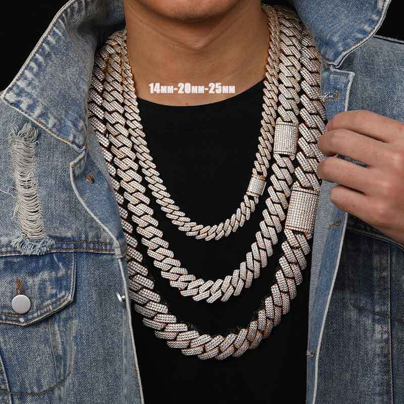 Hiphop/Rock Necklaces Full Miami Curb Link Necklace Men 9mm-14mm-20mm-25mm Bracelet For Men Jewelry High Quality