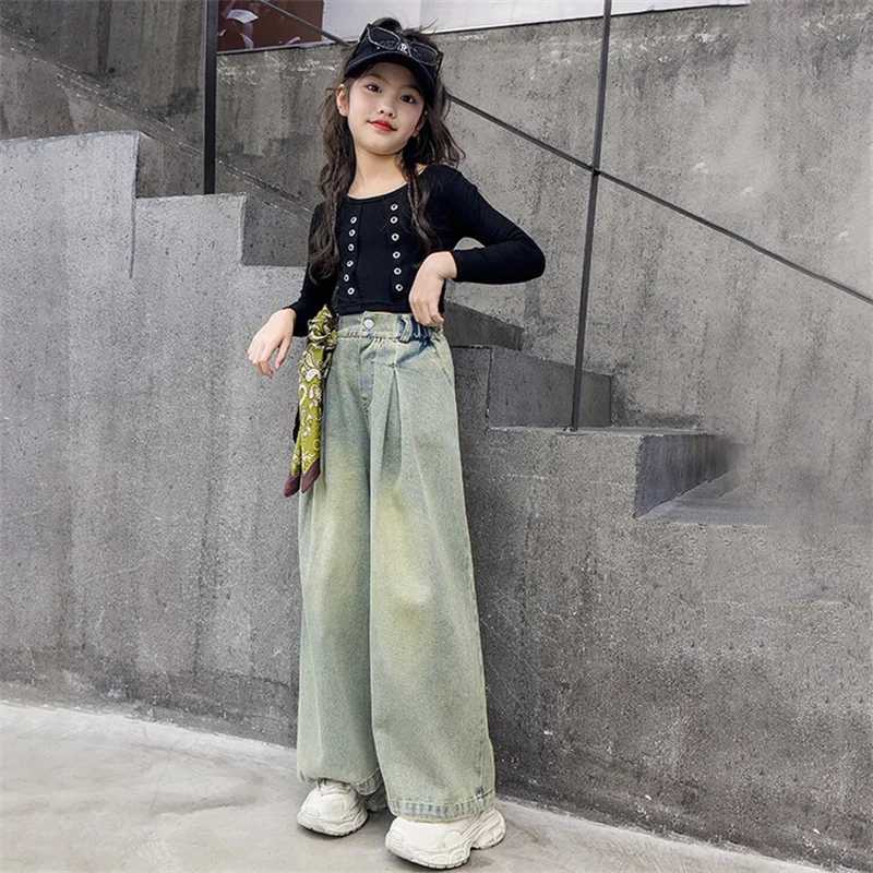 New fashion jeans for spring 2024 suitable for girls aged 6-15T250326