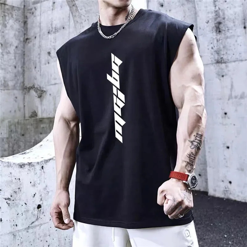 Bodybuilding Sports Tank Tops Men Gyms Fitness Workout Sleeveless Shirt Male Summer Loose Undershirt Running men Vest 250320
