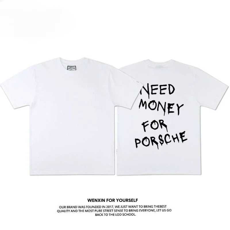 Short sleeved fun graffiti street retro European and American letters men and women printing trend English y2k topT250320