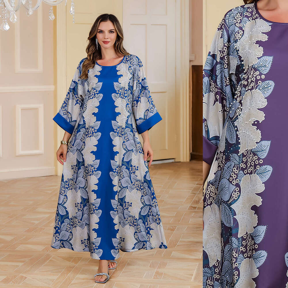 223 Dubai Long Muslim Robe Women's Printed Dress