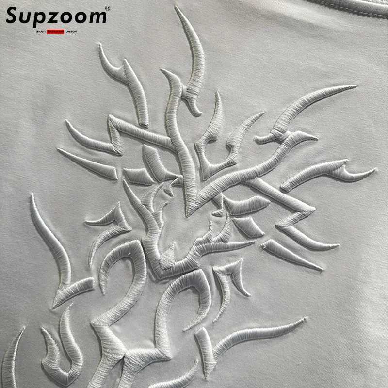 Supzoom New Arrival Summer Top Fashion Embroidery Neutral Short O-neck Casual Hip Hop Heavy Texture Cotton Ins Loose Mens ShirtT250319