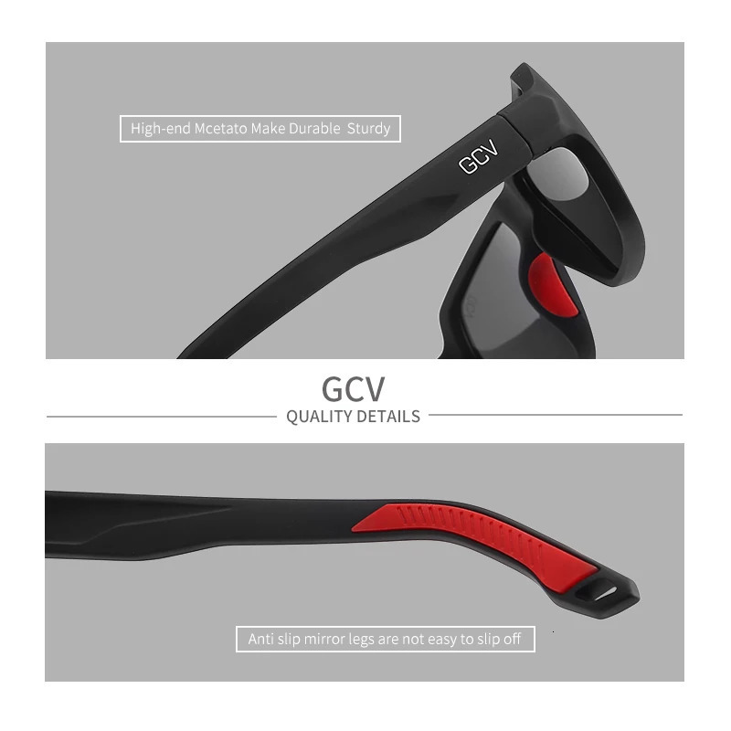 GCV Professional Fishing Driving Cycling Sports Goggles Polarized Sunglasses Square Rectangle Men Women UNISEX TR90 250318