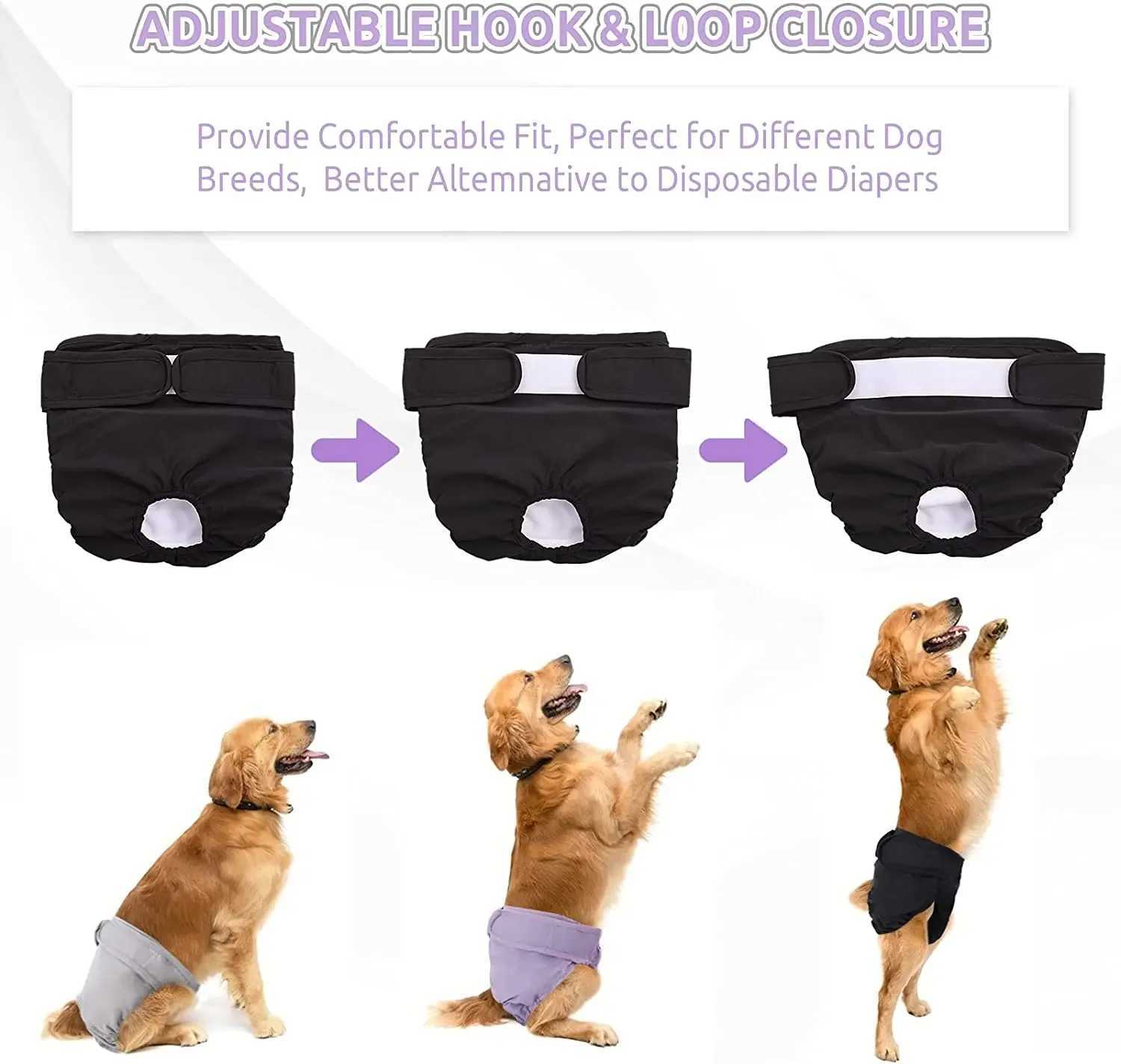 Reusable womens dog diapers knitted high absorbency dog diapers adjustable pet underwear suitable for small medium and large girls dogs Y250320