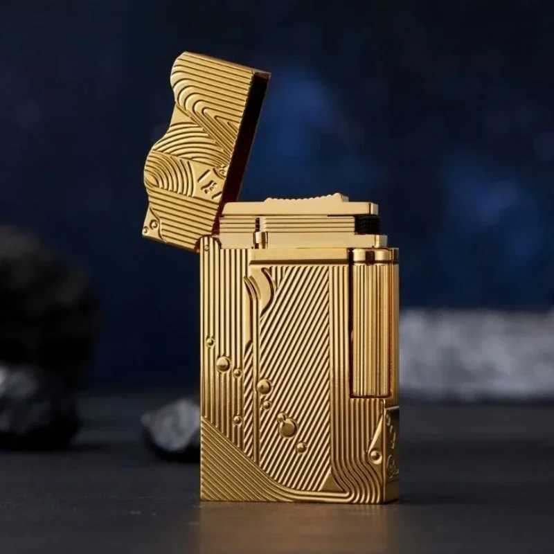 Creative Mens Gift Lighters ic Long Sound Mermaid Side Slide Wheel Lighter Brass Fashion Personty Smoke AccesoiresC250320