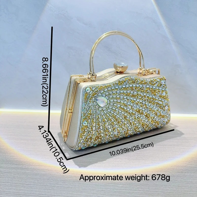 New-border European and American Style-encrusted Handbag Simple Fashion Dress Bag Banquet Bag Evening Bag Shoulder R250320