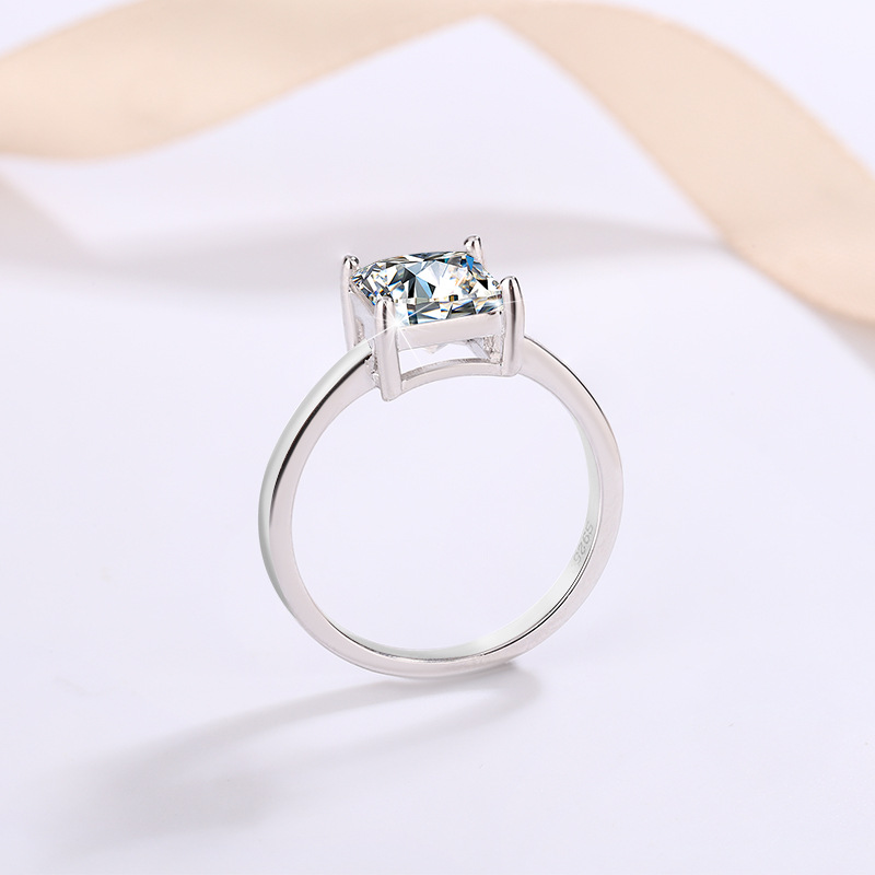 pass dia tester VVS1 D color 2CT moissanite for women sterling sier ring square wedding rings designer jewelry woman gift with box
