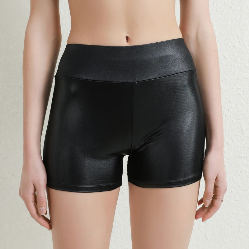 Sexy Nightclub Costumes Shorts Women PU Leather Shorts High Waist Solid Color Button Black Pants Fashion Summer 250320
