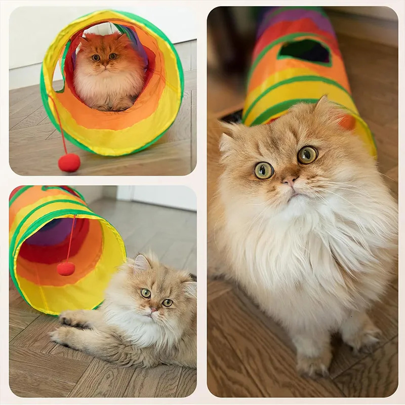 Cat Tunnel Foldable Pet Supplies S T Y Pass Play Toys Breathable Drill Barrel for Indoor Loud Paper 250320