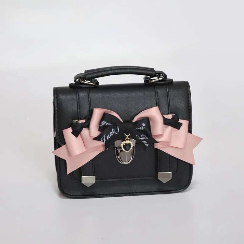 MBTI Cute Jk Satchels Shoulder For Women Black Square Small Pu Leather Purses And Handbags Japanese Style Lolita Ladies Bag