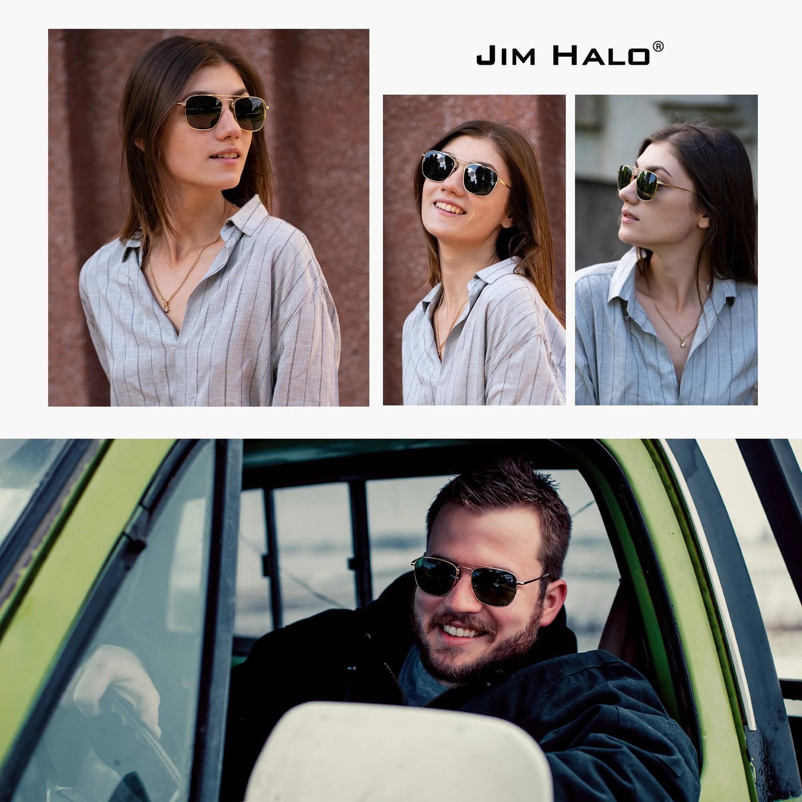 Fashion Glass Lenses Men Women Square Sunglasses er Metal Frame UV400 250318