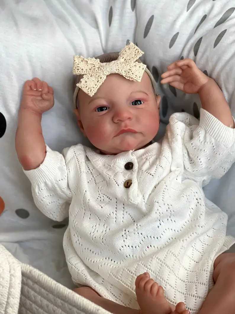 NPK 49CM newborn doll regenerated Levi Awake soft silicone flexible 3D skin tone with visible veins hand drawn hair doll W250320