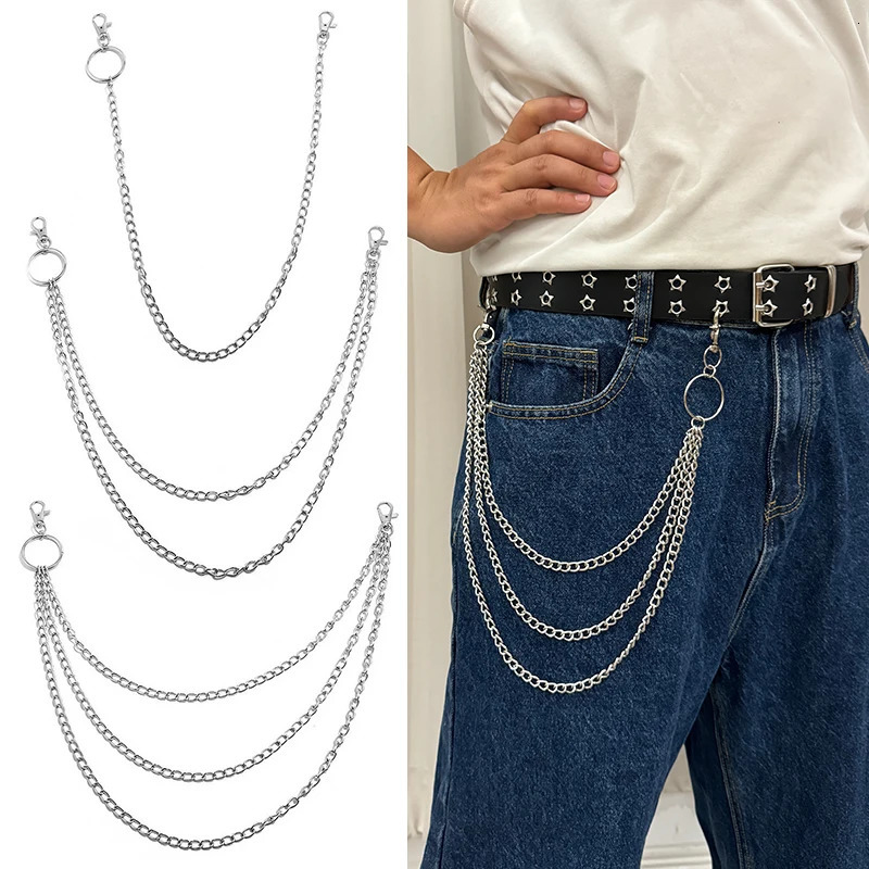 Punk Street keychain trousers pants chain Multi Layer Men chain Wallet Belt Chains Hipster Keyring Hip Hop Belts For Women 250320