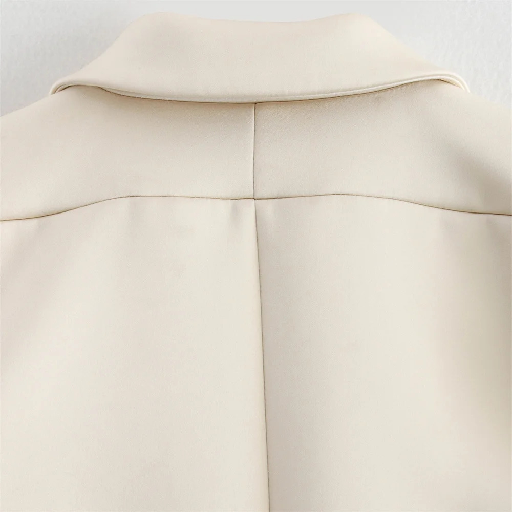 UNIZERA solid color waist cut short silk texture set suitable for autumn and winter one button long sleeved womens jacket 250314