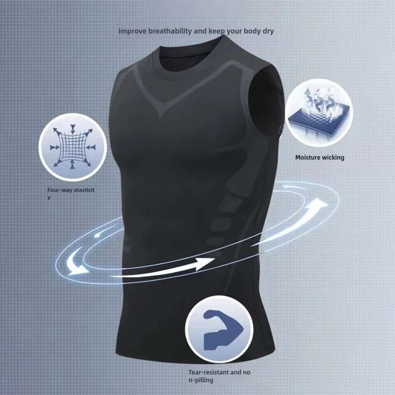 Men's compression vest, sleeveless gym shirt, quick drying sportswear, fitness, strength training, muscle training tops