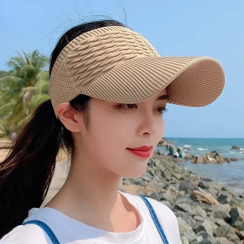 Women Anti-UV Sun Hats Breathable Adjustable Empty Top Visor Caps for Men Tennis Golf Running Travel Beach Sport Outdoor Hat 250320