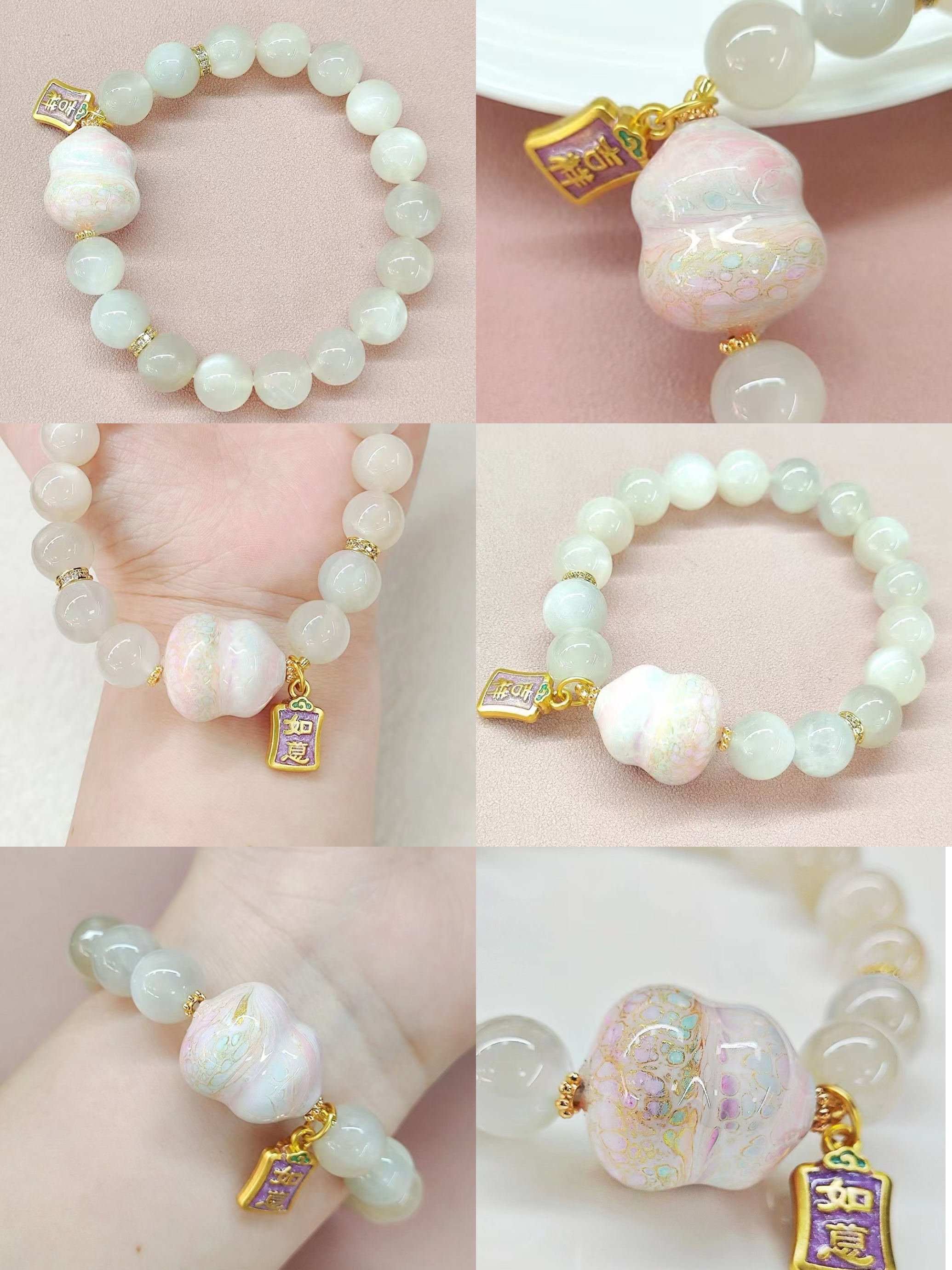 Lock up your youth! Chinese style amethyst, blue chalcedony, white moonlight Ruyi bracelet light luxury jewelry gift box