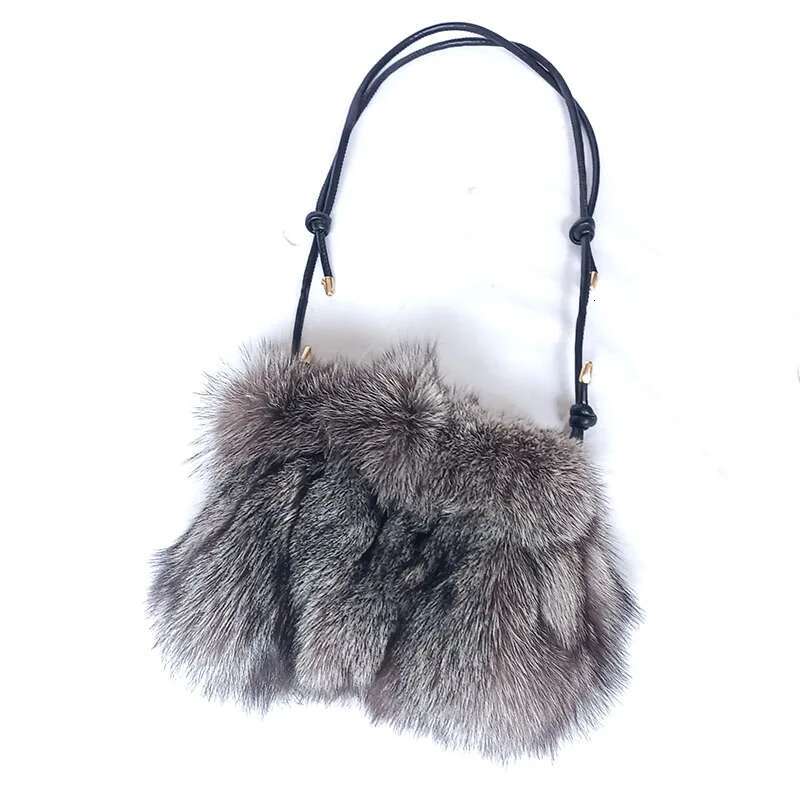 Women Winter Real Fox Handbag Fashion Warm Female Genuine Fur Small Shoulder Bag