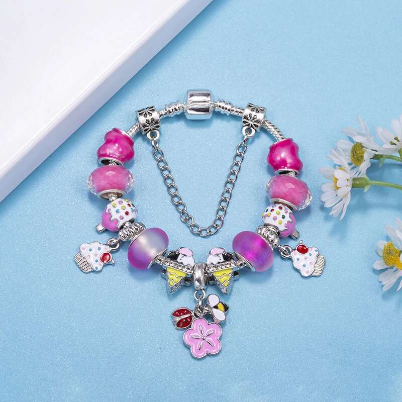 Bees Butterfly Pendant Charm Bracelets Fits DIY Ice Cream Beads Bracelet Bangles For Women Men Kids Bijoux Pulseras Jewelry Gift