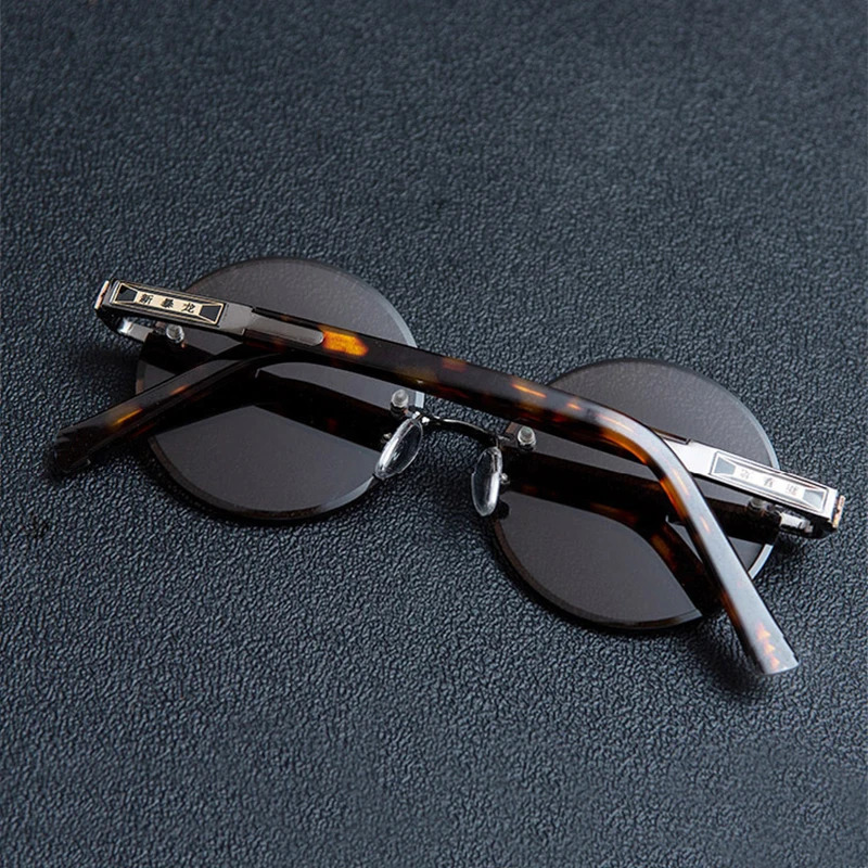 Natural Crystal Stone Sun Glasses Man Round Rimless Glass Sunglasses Woman Brown Mineral Lens Acetate Frame Anti Scratch 250318