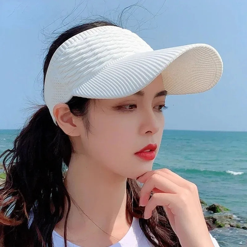 Women Anti-UV Sun Hats Breathable Adjustable Empty Top Visor Caps for Men Tennis Golf Running Travel Beach Sport Outdoor Hat 250320