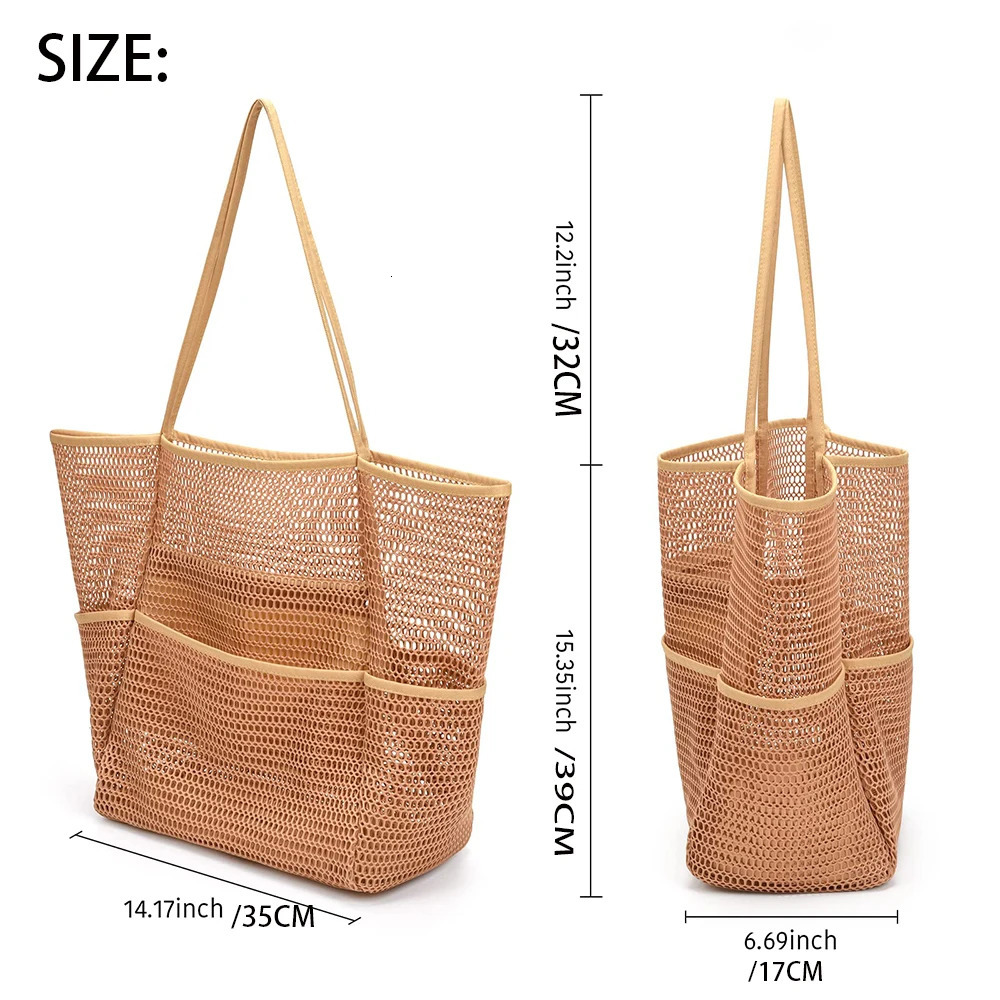 Mesh Beach Tote Bag for Women 2024 Upgrade Waterproof Pool Bag for Beach Vacation Pool Family Travel Essentials R250320