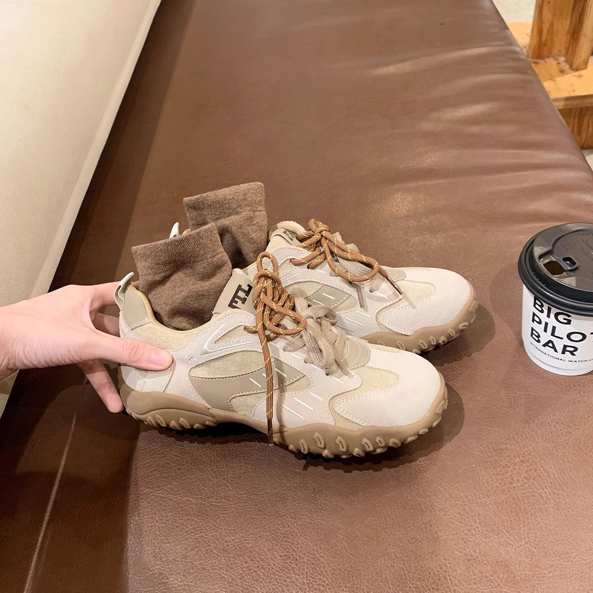 2025 new German women's leather height increasing training shoes designer fashionable multifunctional sports and leisure board shoes