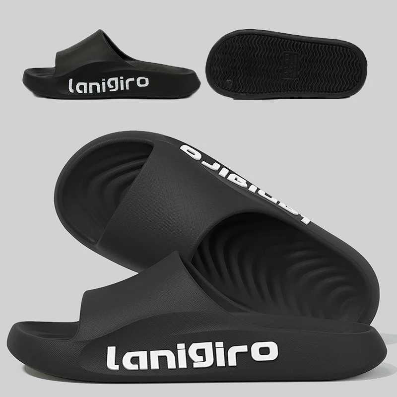 Thick Platform low Slippers Men Outdoor Summer Soft Sole Eva Cloud Slippers Wan Letter Print N Slip Indoor House Shoes Y250320