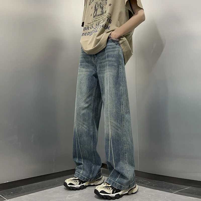 Style Casual Jeans for Men in Spring Loose Trendy Bf Personality Handsome Hip-hop Versatile Straight-leg Floor-length TrousersT250319