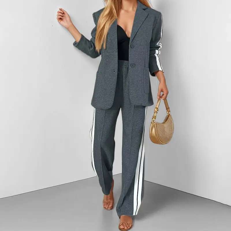 Two-Piece2025 Spring Autumn Set New Casual Solid Color Long Sleeve Fashion Suit Pants