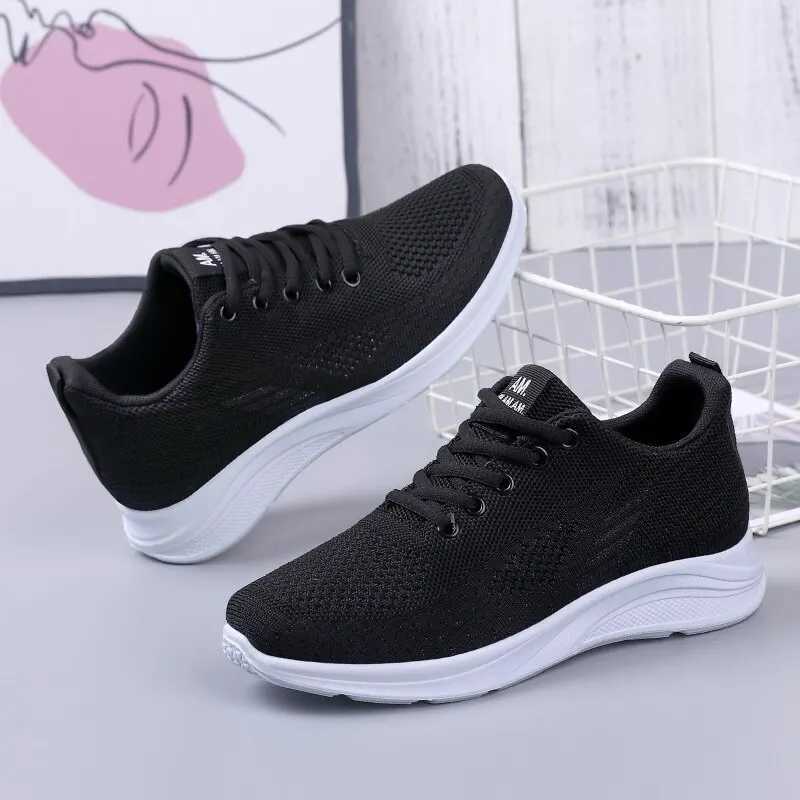 Spring New Womens Flying Weave Mesh Sport Casual Lightweight Soft Sole Running ShoesW250320