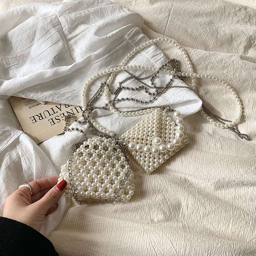 Pearl Women Handbag Fashion Mini Evening Bags Casual Hand Beading Elegant Purse Cute Holiday Gift Party Dinner