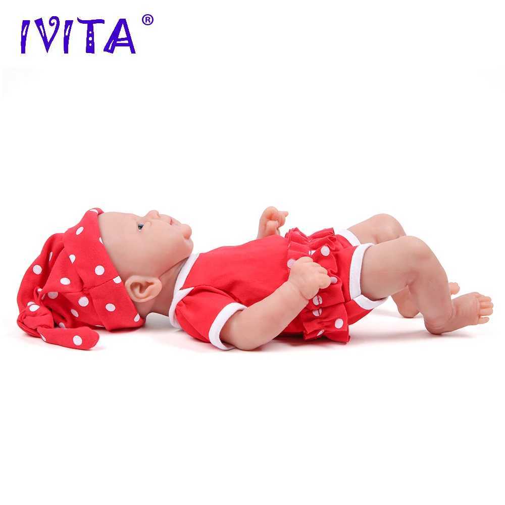IVITA WG1512 36cm 1.65kg All Silicone Baby Rebirth Doll Realistic Girl Baby Toy with 3 Colors of Eyes W250320