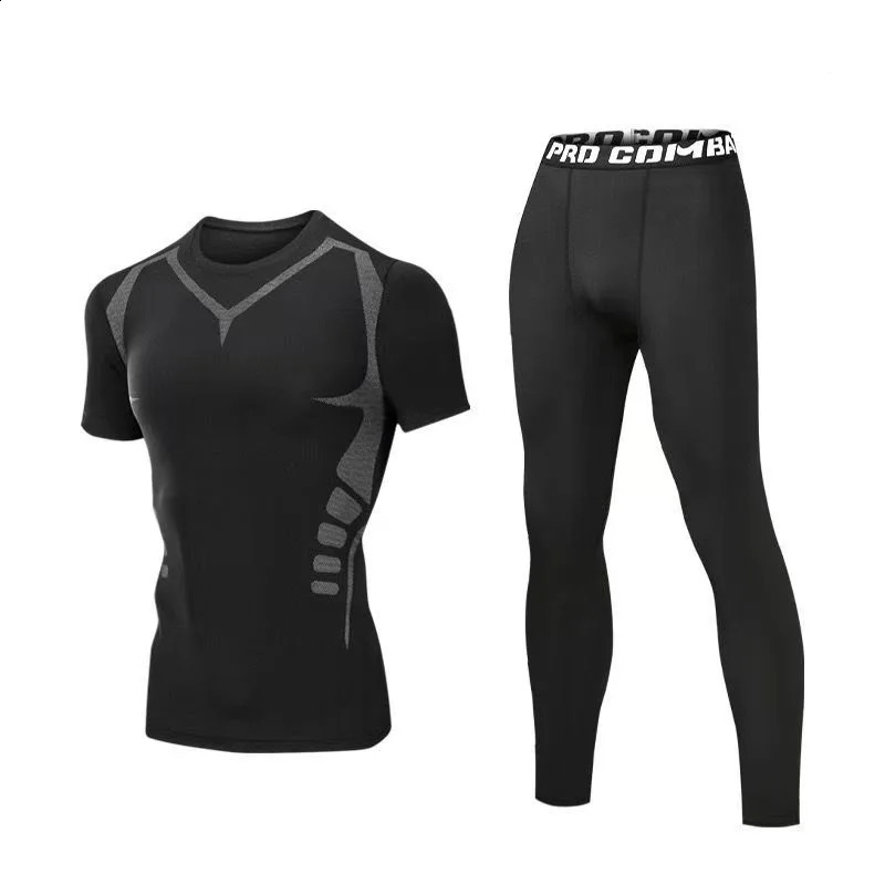 2-piece Fitness Clothes Mens Quick Drying Sportswear Set Summer Short Sleeved Tshirt Morning Running Basketball Training Room 250319
