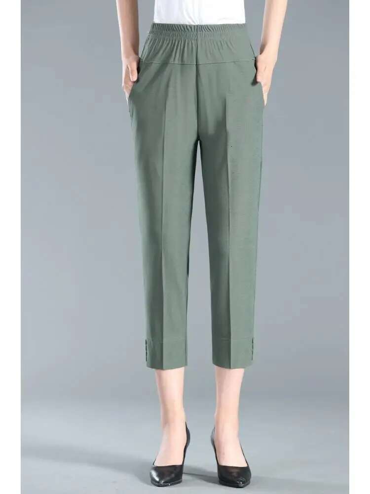 Summer Women Casual Thin Fashion Slim Office Lady High Waist Loose Pencil Pants Black White