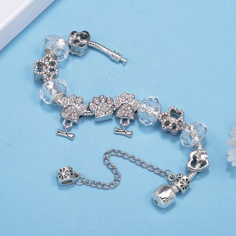 Special Offer Brand Charm Bracelets Fits Crystal Dog Paw Beads Bracelet Bangles For Women Kids Bijoux Pulseras Jewelry Gift