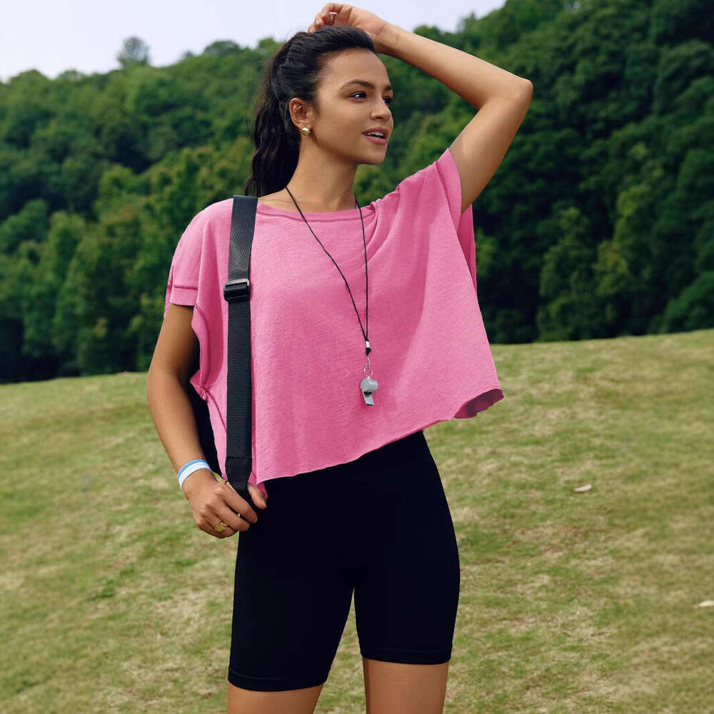 Croptop Designer Shirts Gothic Designer T Shirt Blue Designer Shirt Women Croptop 2025 New Womens Back Sports Yoga T-shirt Loose Casual Breathable