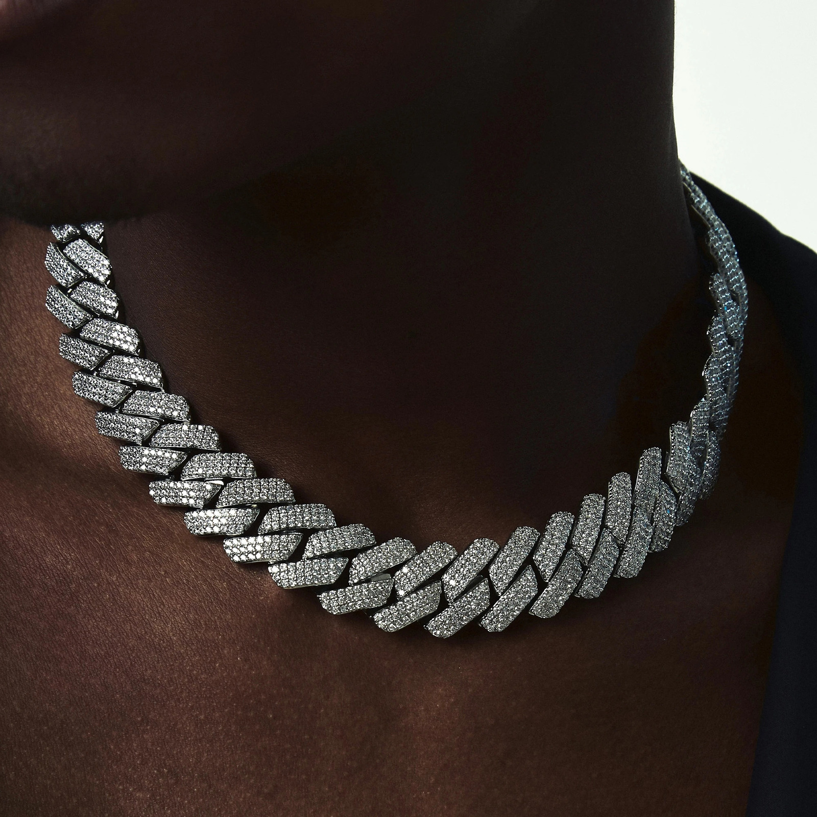 Big Heavy Hip Hop ice Men Boy Jewelry Micro Pave CZ Rose Gold Two Tone Color Rock Punk Ice Out Cuban Chain Necklace 19mm 250318