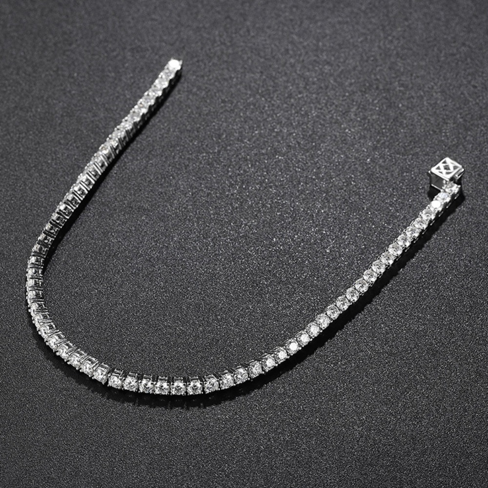 FEOBUR 3mm Real Moissanite Tennis Bracelet for Women Men Adjustable Lab Diamond Hand Chain 925 Sterling Silver Trendy Jewelry