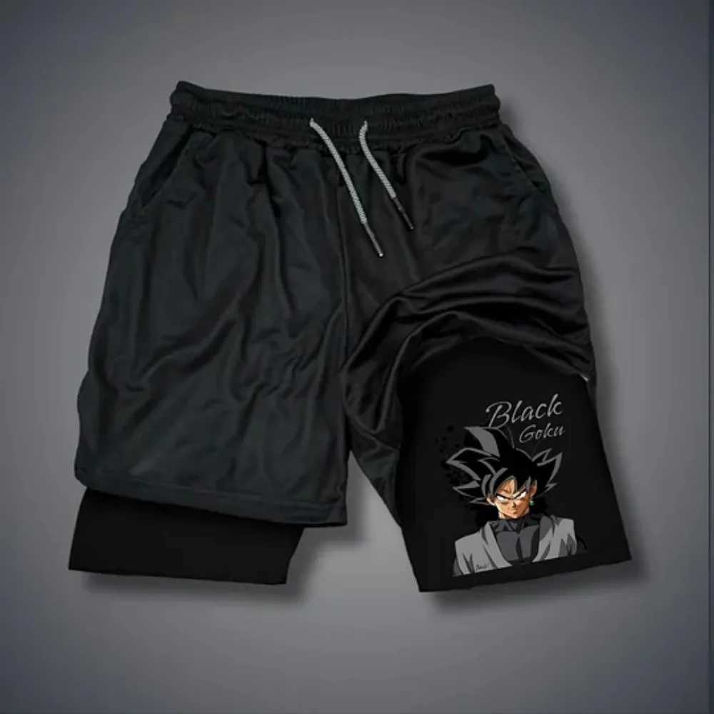 New Muscle Fitness Exercise Vacation Two Men Running Leisure Double layer Cartoon Printed Shorts Training Fast Drying Anti leakage W250319