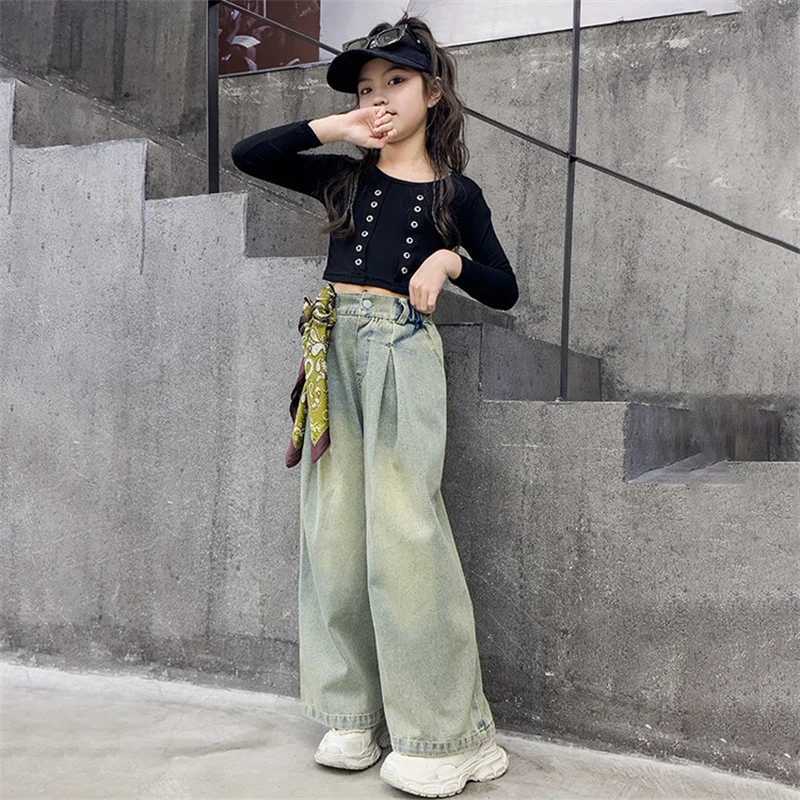 New fashion jeans for spring 2024 suitable for girls aged 6-15T250326