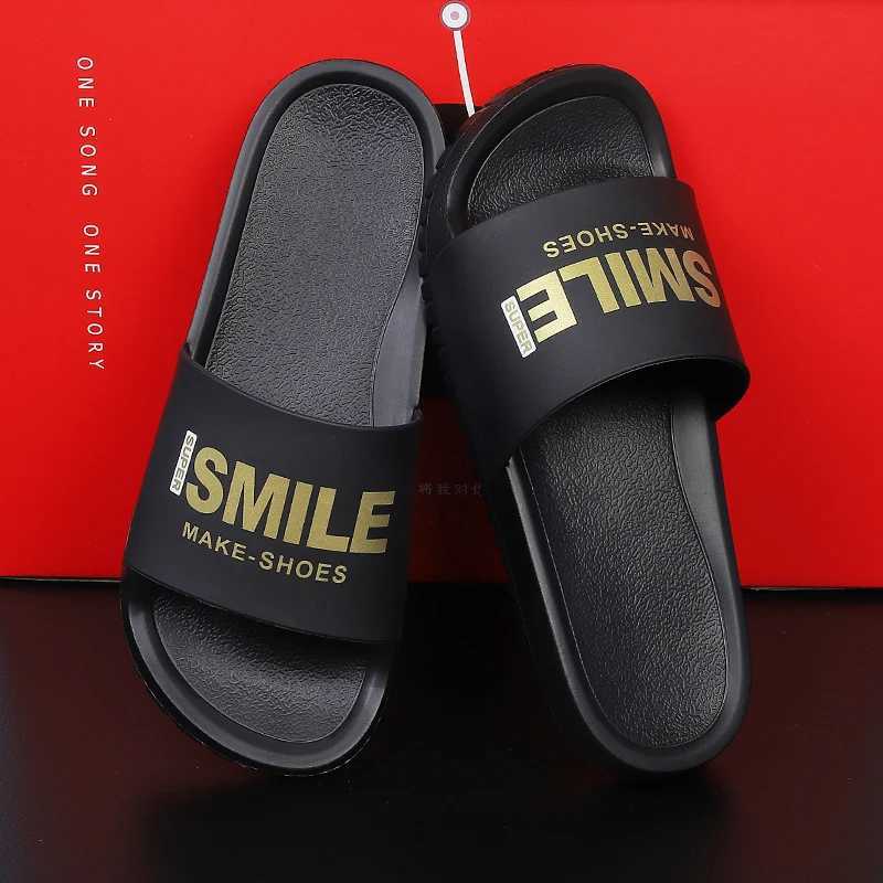 Mens slippers indoor and outdoor street beach style text couple style Plus size 46 47 48 49 N-Slip soft light summer Fi Y250320